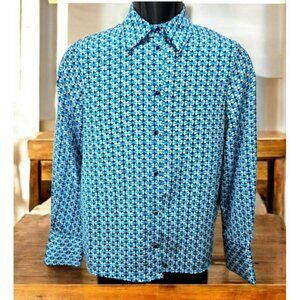 Zara Women's Blue Geometric Western Shirt Small